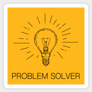 Problem Solver, Light Bulb, Black Text Sticker